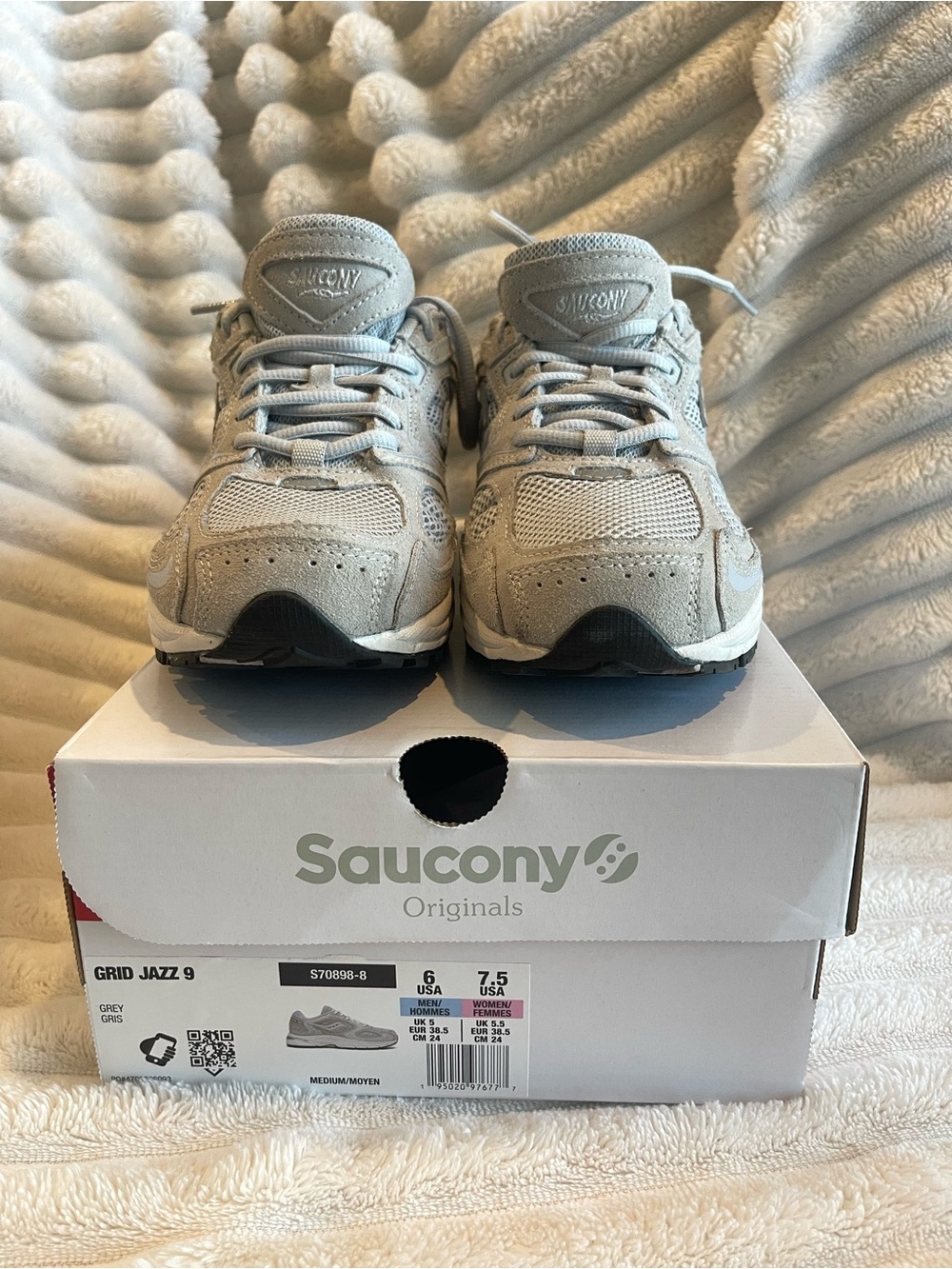 Saucony Grid Jazz 9 grey mesh and suede sneakers